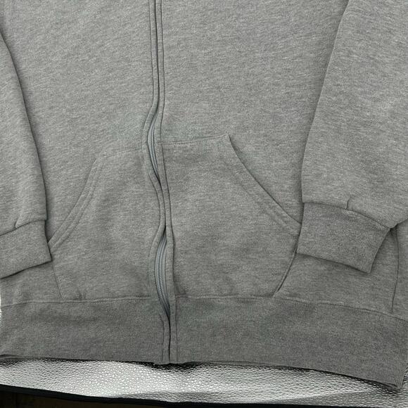 Vintage 90s y2k Mens Grey Russell Athletic Blank Full Zip Hoodie Sweatshirt Sz L - Picture 5 of 6
